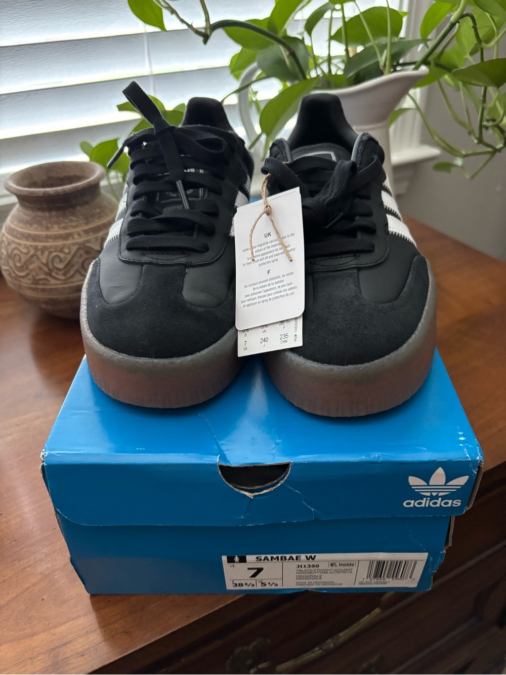 Women adidas Samba platform Black White Gum Sneakers - Picture 3 of 9